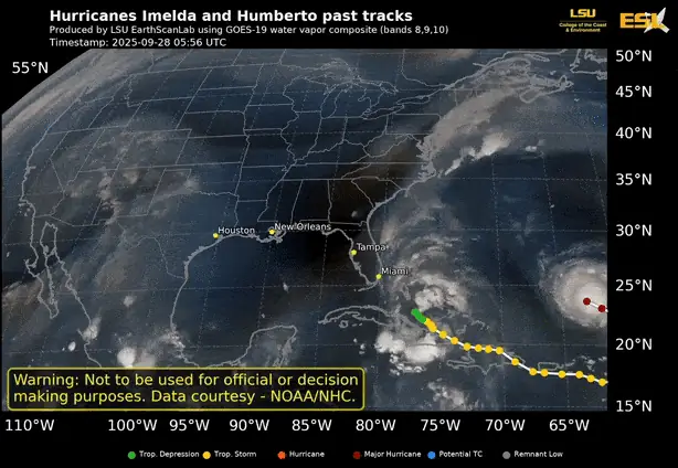 Fujiwhara effect satellite animation