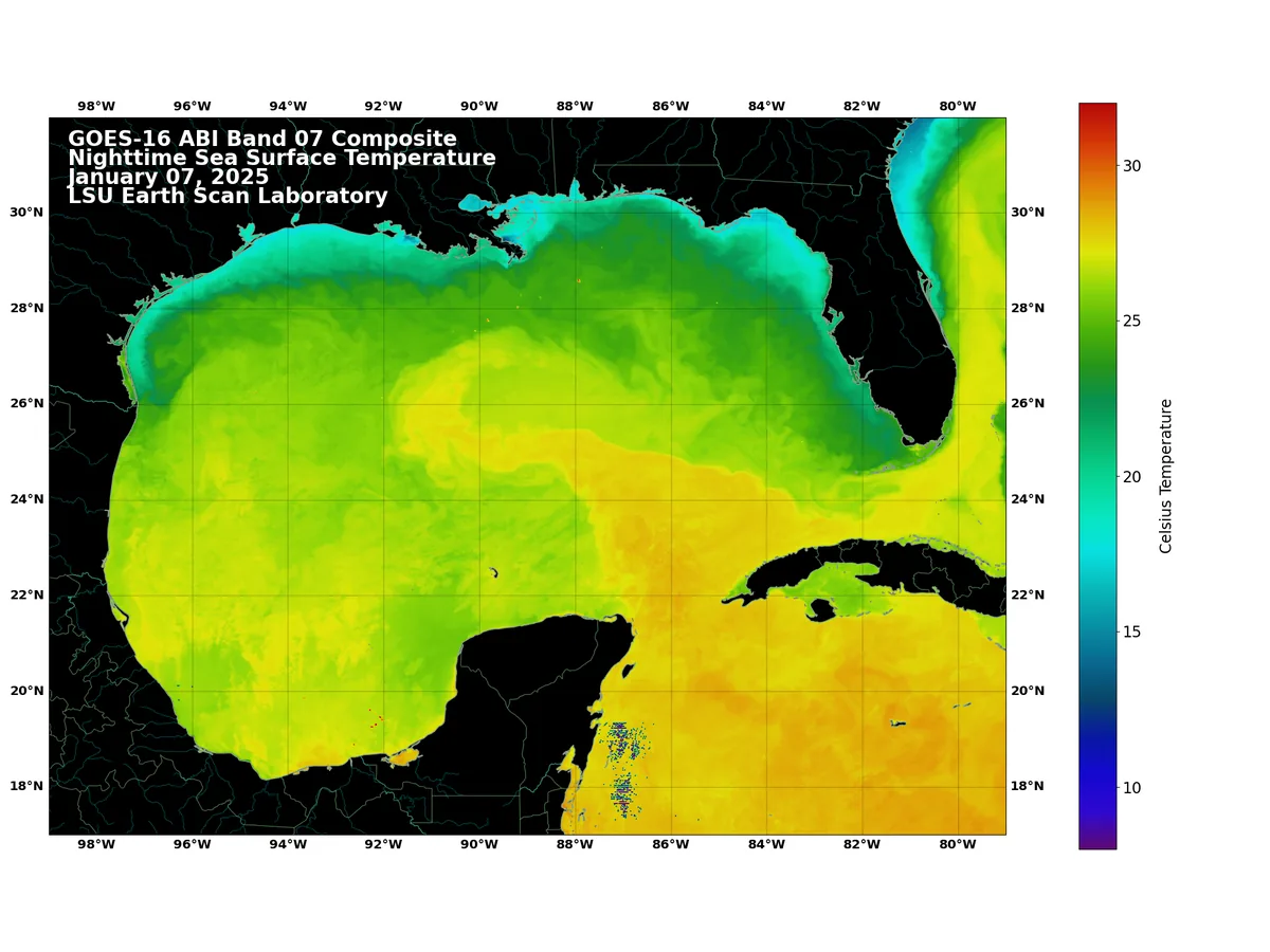 GOES-19 Sea Surface Temperature Images